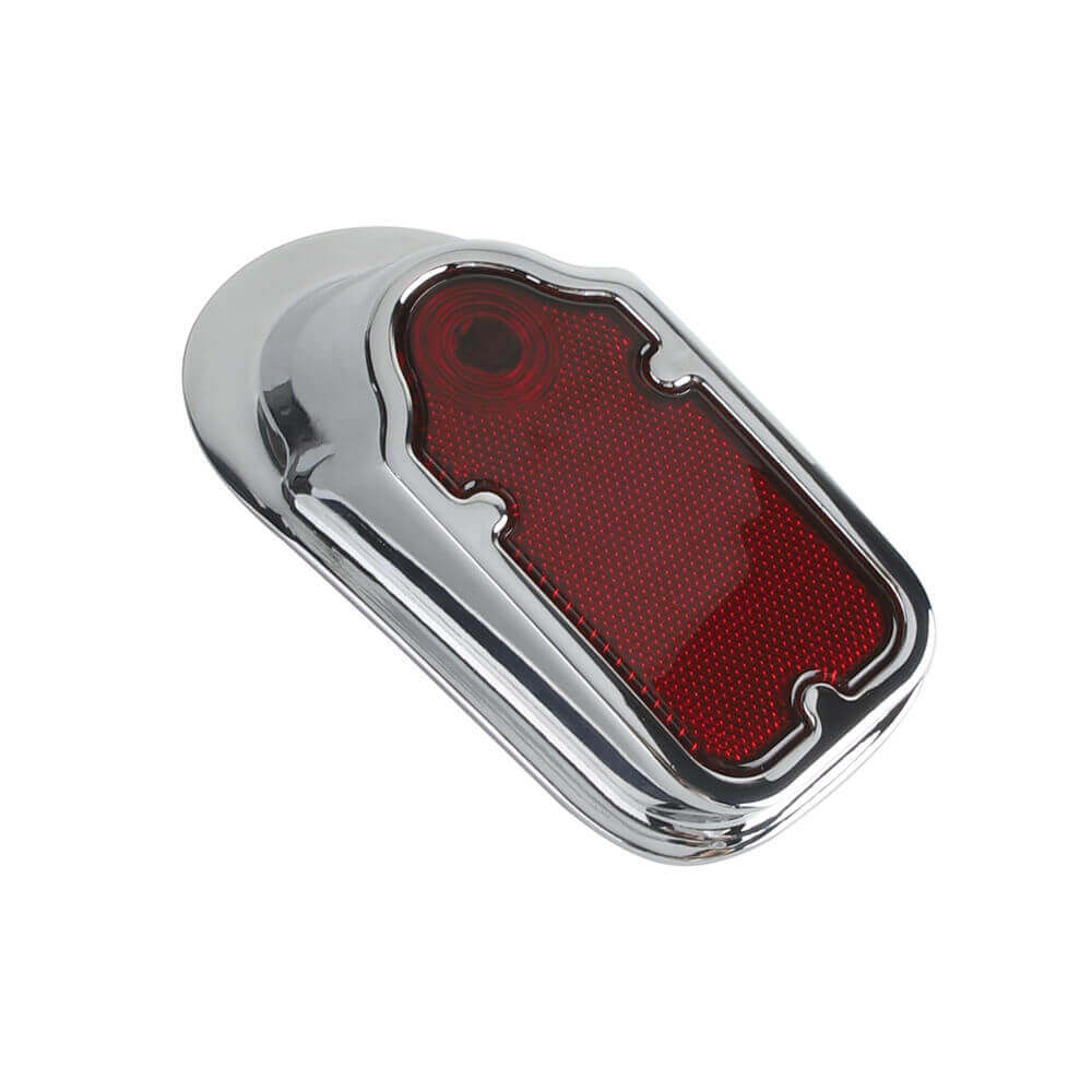 12V Motorcycle Metal Chrome Red Rear LED Universal Slimline Low Profile Tombstone Brake Tail Light For Harley Cafe Racer Chopper Bobber - pazoma