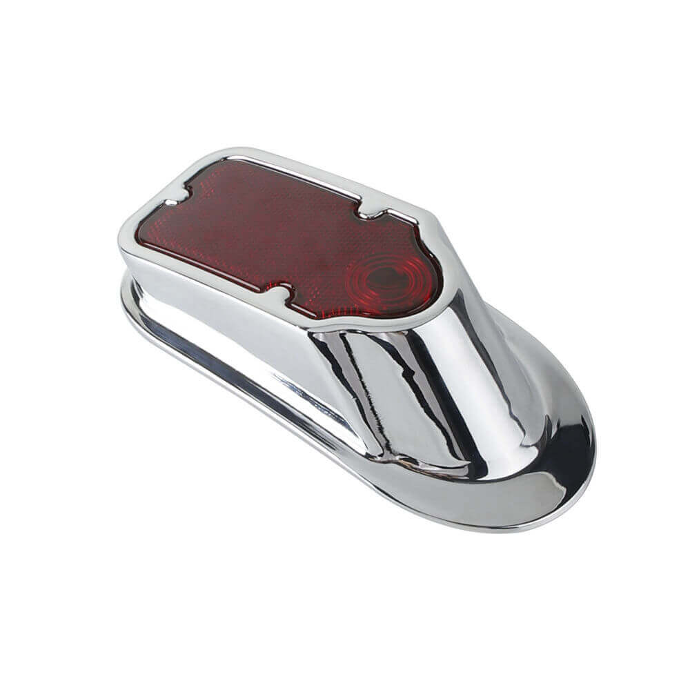12V Motorcycle Metal Chrome Red Rear LED Universal Slimline Low Profile Tombstone Brake Tail Light For Harley Cafe Racer Chopper Bobber - pazoma
