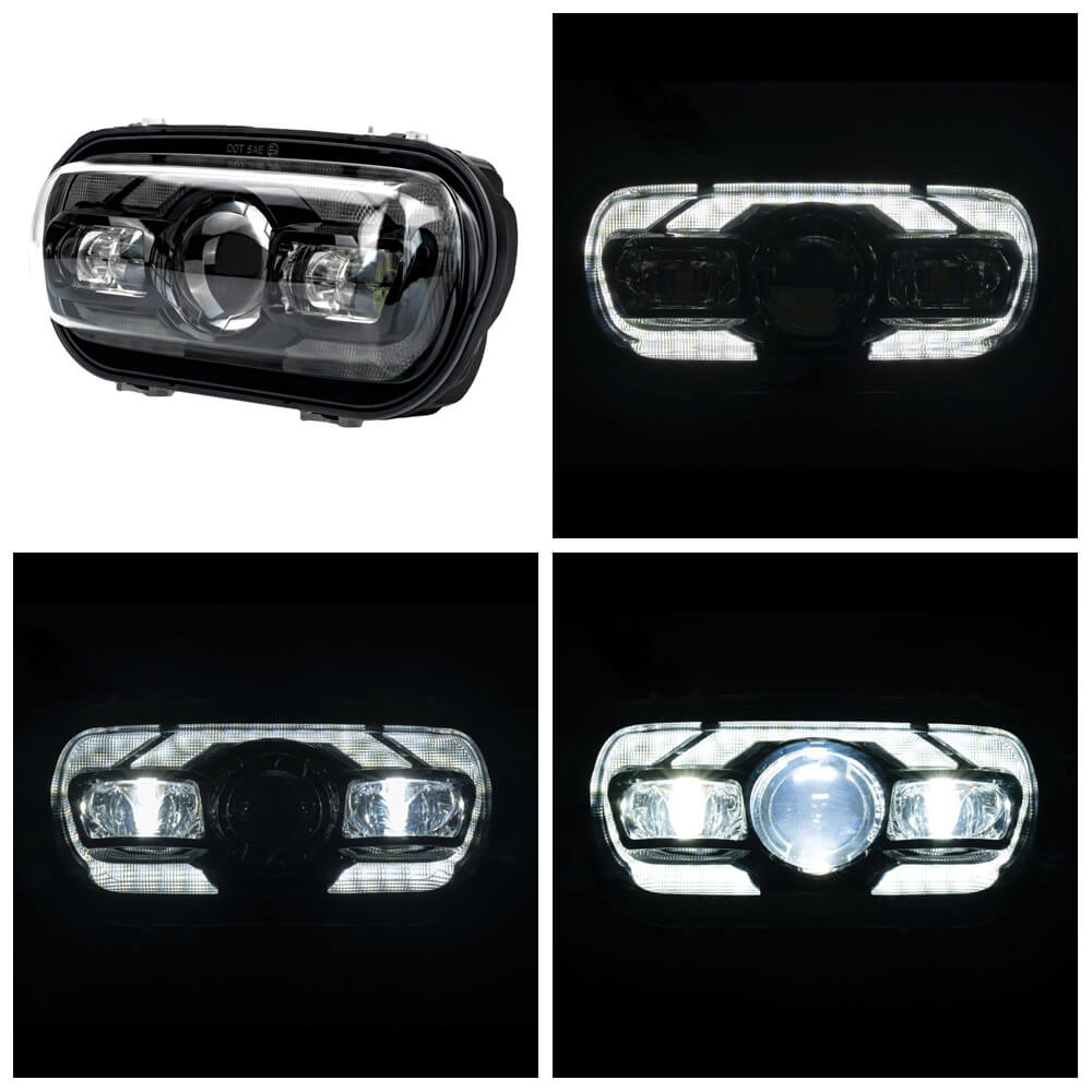 '18-'25 Harley M8 Softail Fat Bob 114 FXFB FXFBS LED Headlight With White DRL High/Low Beam Projector Headlamp - pazoma