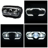 '18-'25 Harley M8 Softail Fat Bob 114 FXFB FXFBS LED Headlight With White DRL High/Low Beam Projector Headlamp - pazoma