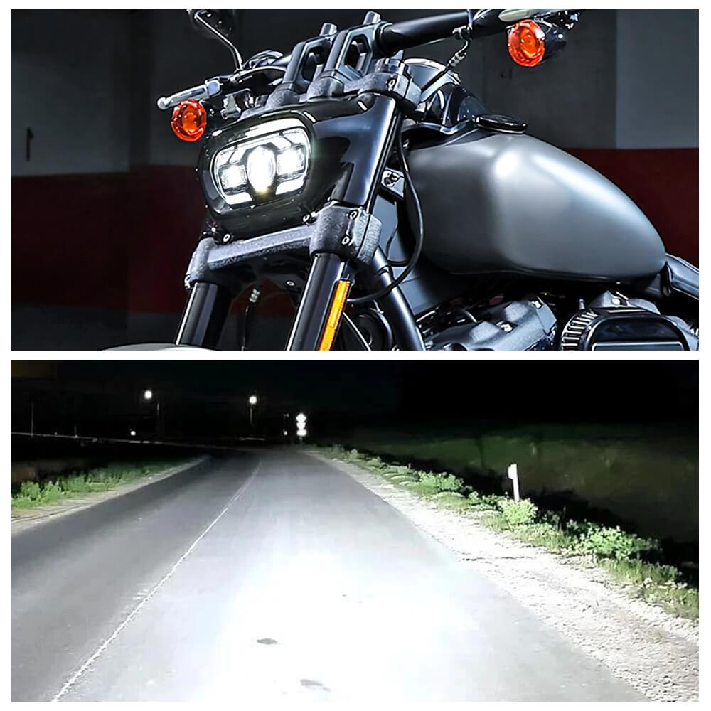 '18-'25 Harley M8 Softail Fat Bob 114 FXFB FXFBS LED Headlight With White DRL High/Low Beam Projector Headlamp - pazoma