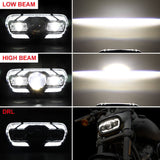 '18-'25 Harley M8 Softail Fat Bob 114 FXFB FXFBS LED Headlight With White DRL High/Low Beam Projector Headlamp - pazoma