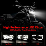 '18-'25 Harley M8 Softail Fat Bob 114 FXFB FXFBS LED Headlight With White DRL High/Low Beam Projector Headlamp - pazoma