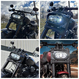 '18-'25 Harley M8 Softail Fat Bob 114 FXFB FXFBS LED Headlight With White DRL High/Low Beam Projector Headlamp - pazoma