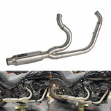 2-into-1 Big Bore Full Exhaust System Stainless Steel Muffler For Harley M8 Softail Low Rider S ST Fat Street Bob Standard Slim 2018-2025 - pazoma