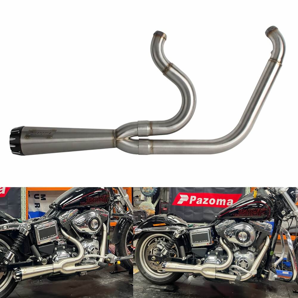 2-into-1 Full Complete Exhaust System Stainless Steel Muffler For 2006-17 Harley Dyna Fat Bob Low Rider S Street Bob Wide Super Glide - pazoma