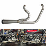 2-into-1 Full Complete Exhaust System Stainless Steel Muffler For 2006-17 Harley Dyna Fat Bob Low Rider S Street Bob Wide Super Glide - pazoma