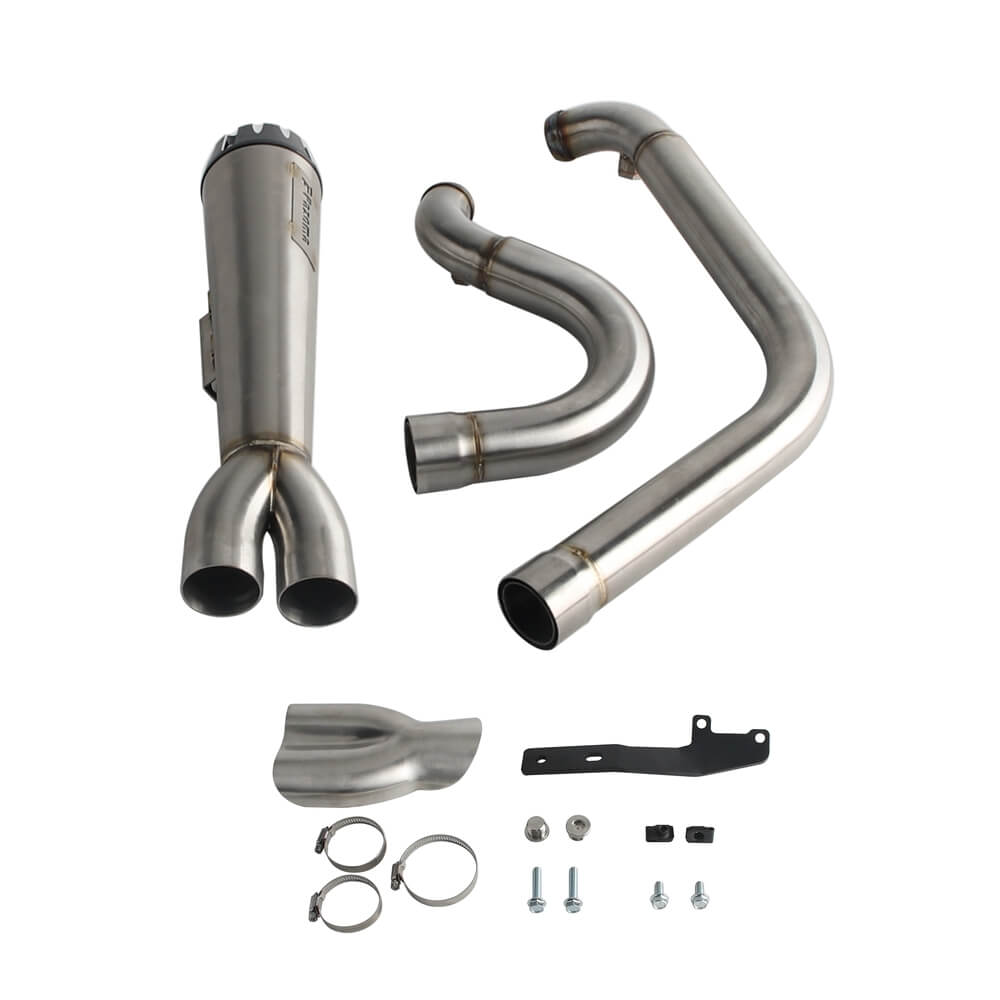 2-into-1 Full Complete Exhaust System Stainless Steel Muffler For 2006-17 Harley Dyna Fat Bob Low Rider S Street Bob Wide Super Glide - pazoma