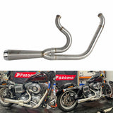 2-into-1 Full Complete Exhaust System Stainless Steel Muffler For 2006-17 Harley Dyna Fat Bob Low Rider S Street Bob Wide Super Glide - pazoma