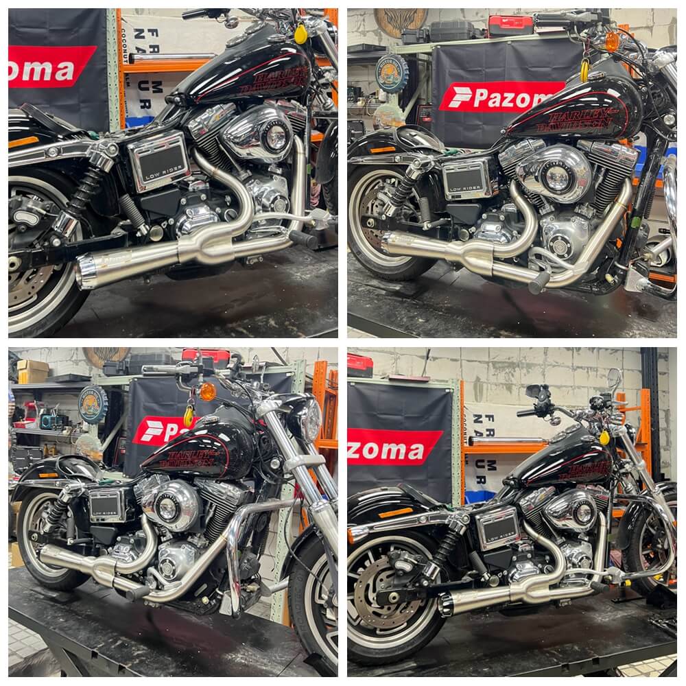 2-into-1 Full Complete Exhaust System Stainless Steel Muffler For 2006-17 Harley Dyna Fat Bob Low Rider S Street Bob Wide Super Glide - pazoma