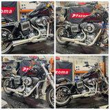 2-into-1 Full Complete Exhaust System Stainless Steel Muffler For 2006-17 Harley Dyna Fat Bob Low Rider S Street Bob Wide Super Glide - pazoma