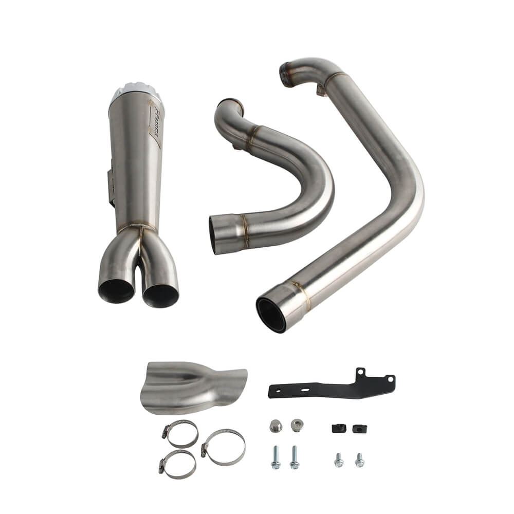 2-into-1 Full Complete Exhaust System Stainless Steel Muffler For 2006-17 Harley Dyna Fat Bob Low Rider S Street Bob Wide Super Glide - pazoma