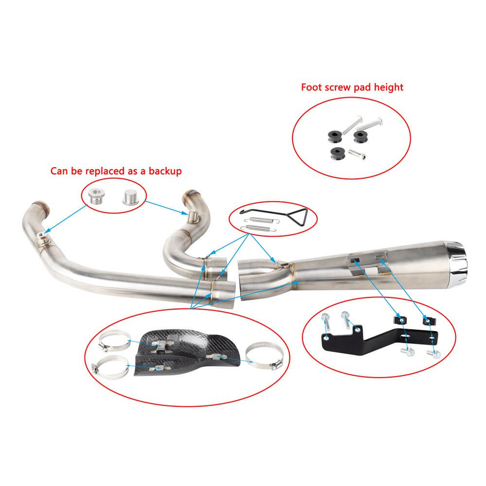 2-into-1 Full Complete Exhaust System Stainless Steel Muffler For Harley Softail Low Rider S ST EI Diablo Street Bob Standard 2018-2024 - pazoma