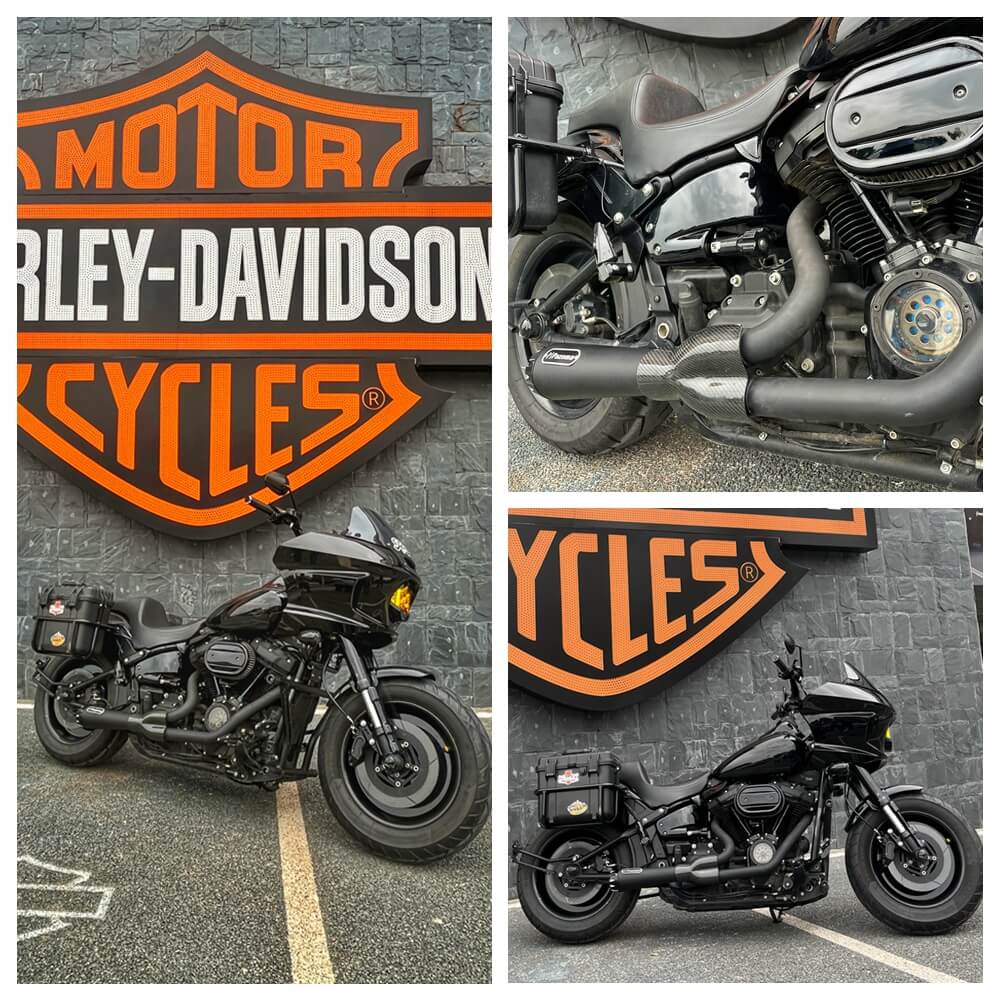 2-into-1 Full Complete Exhaust System Stainless Steel Muffler For Harley Softail FXLR FXLRS FXLRST FXRST FXST FXBB FXBBS 2018-2024 - pazoma