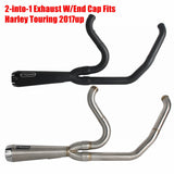 2-into-1 Full Complete Exhaust System Stainless Steel Muffler For Harley Touring M8 Bagger FLH Street Road Glide Road King 2017up