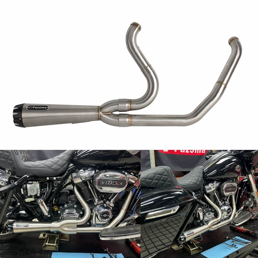 2-into-1 Full Complete Exhaust System Stainless Steel Muffler For Harley Touring M8 Bagger FLH Street Road Glide Road King 2017up - pazoma