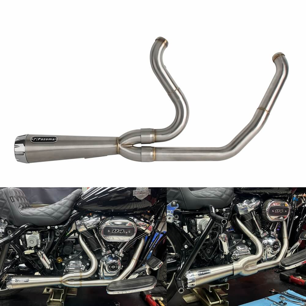 2-into-1 Full Complete Exhaust System Stainless Steel Muffler For Harley Touring M8 Bagger FLH Street Road Glide Road King 2017up - pazoma