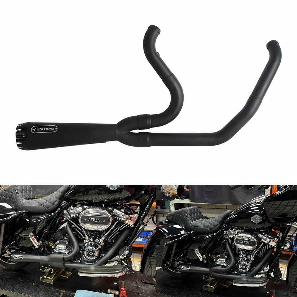 2-into-1 Full Complete Exhaust System Stainless Steel Muffler For Harley Touring M8 Bagger FLH Street Road Glide Road King 2017up - pazoma