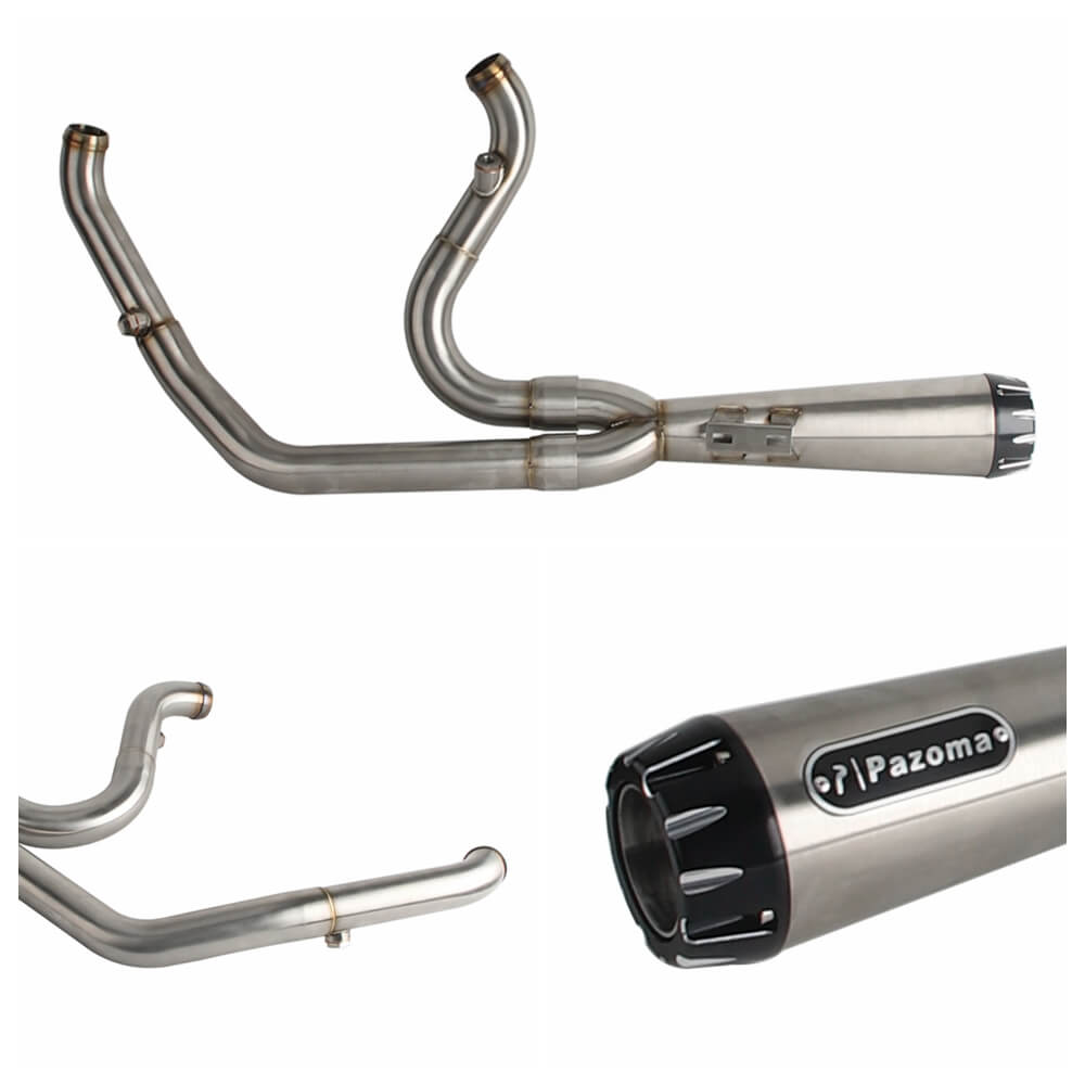 2-into-1 Full Complete Exhaust System Stainless Steel Muffler For Harley Touring M8 Bagger FLH Street Road Glide Road King 2017up - pazoma