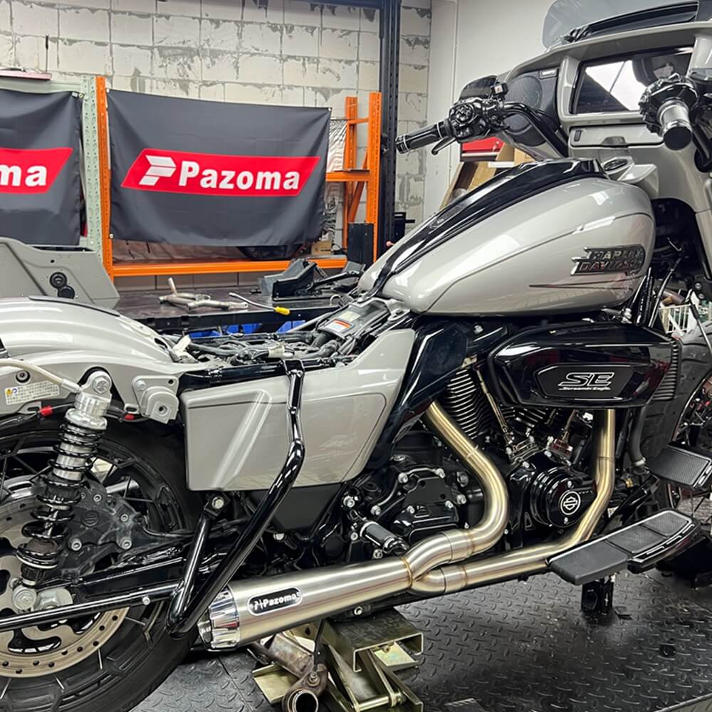 2-into-1 Full Complete Exhaust System Stainless Steel Muffler For Harley Touring M8 Bagger FLH Street Road Glide Road King 2017up - pazoma