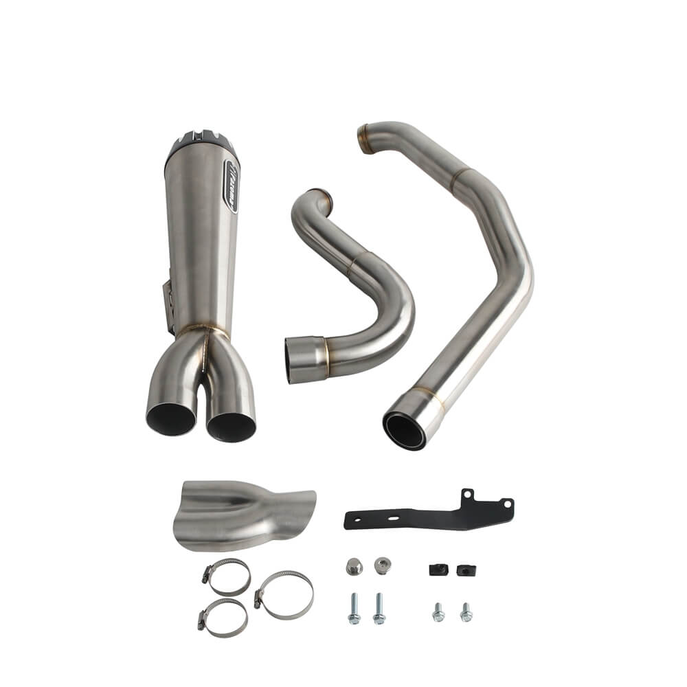 2-into-1 Full Complete Exhaust System Stainless Steel Muffler For Harley Touring M8 Bagger FLH Street Road Glide Road King 2017up - pazoma