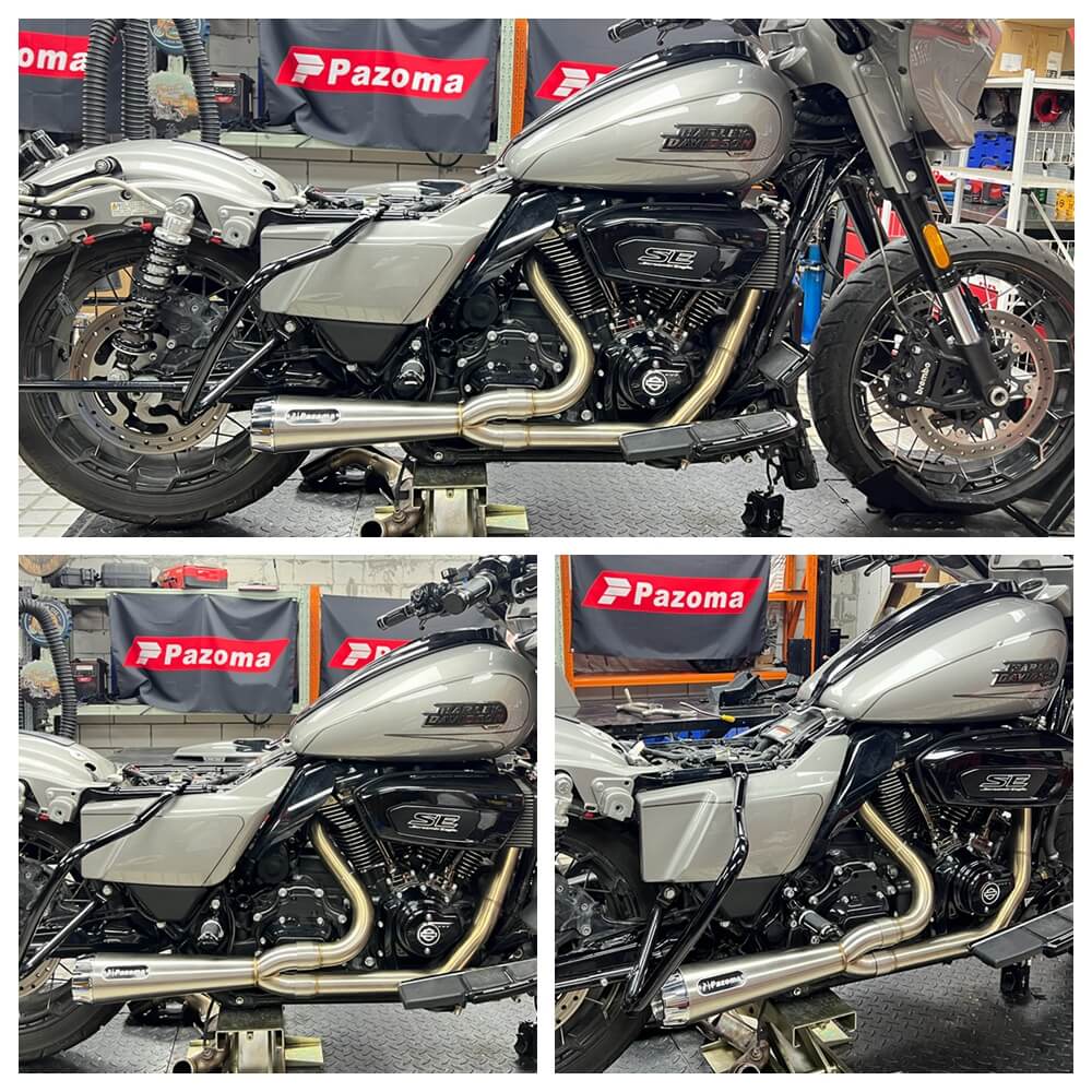 2-into-1 Full Complete Exhaust System Stainless Steel Muffler For Harley Touring M8 Bagger FLH Street Road Glide Road King 2017up - pazoma