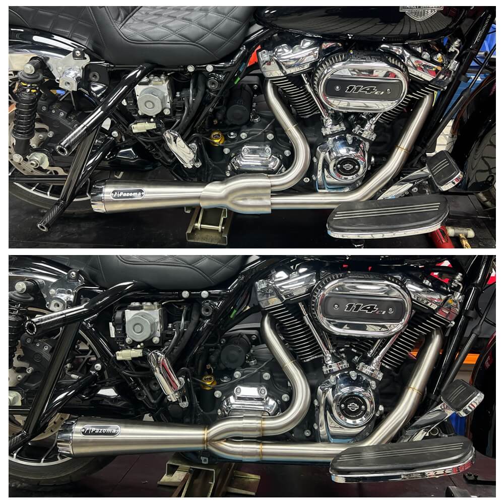 2-into-1 Full Complete Exhaust System Stainless Steel Muffler For Harley Touring M8 Bagger FLH Street Road Glide Road King 2017up