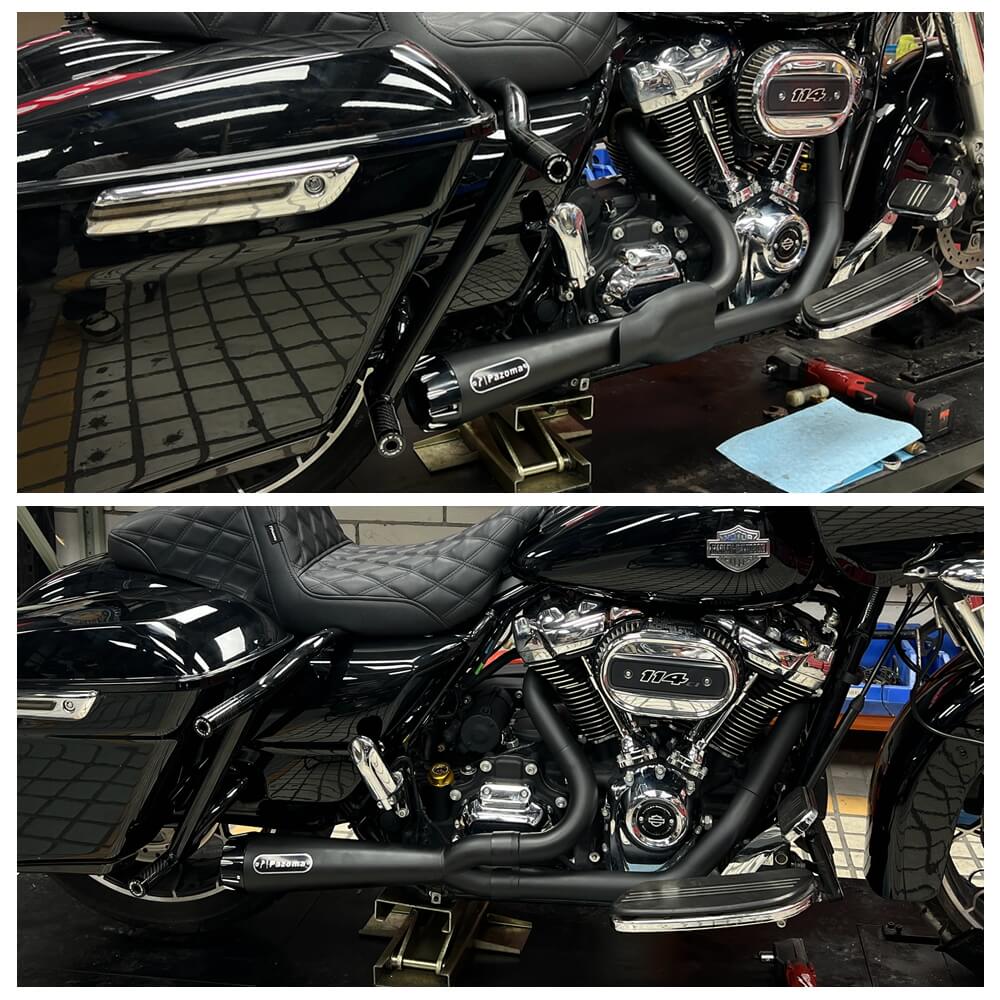 2-into-1 Full Complete Exhaust System Stainless Steel Muffler For Harley Touring M8 Bagger FLH Street Road Glide Road King 2017up