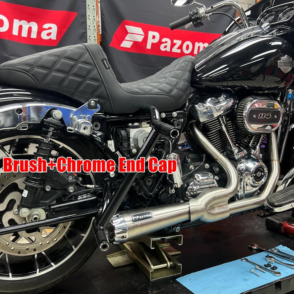 2-into-1 Full Complete Exhaust System Stainless Steel Muffler For Harley Touring M8 Bagger FLH Street Road Glide Road King 2017up - pazoma