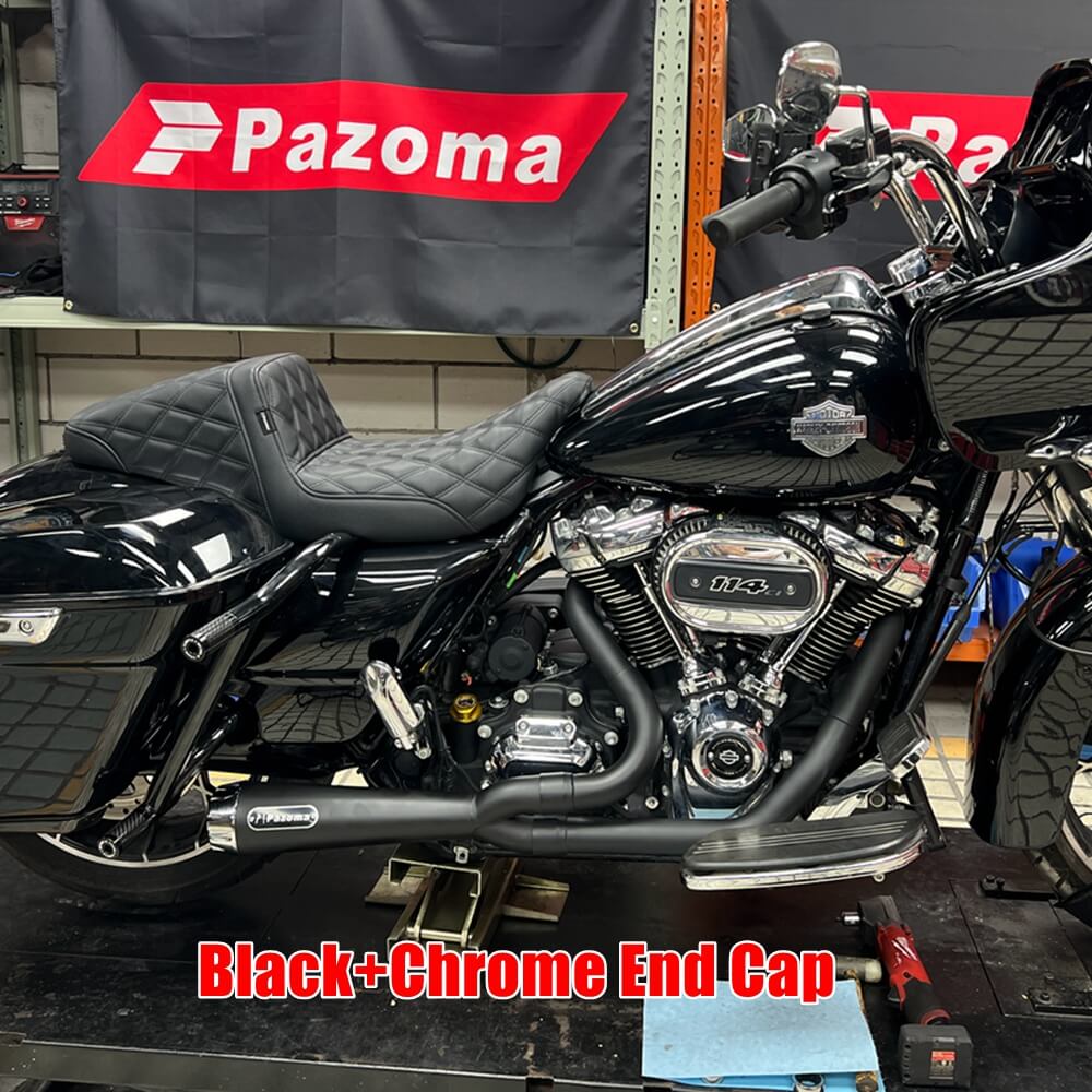 2-into-1 Full Complete Exhaust System Stainless Steel Muffler For Harley Touring M8 Bagger FLH Street Road Glide Road King 2017up - pazoma