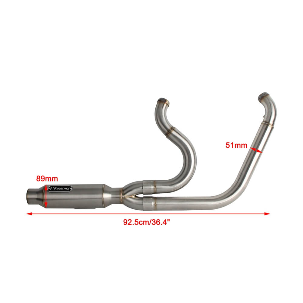 2006-2017 Harley Dyna 2-into-1 Full Complete Exhaust System Stainless Steel Muffler Fat Bob FXDF Low Rider FXDL S Street Bob FXDB FXD - pazoma