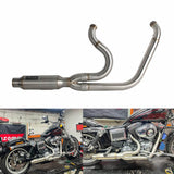 2006-2017 Harley Dyna 2-into-1 Full Complete Exhaust System Stainless Steel Muffler Fat Bob FXDF Low Rider FXDL S Street Bob FXDB FXD - pazoma