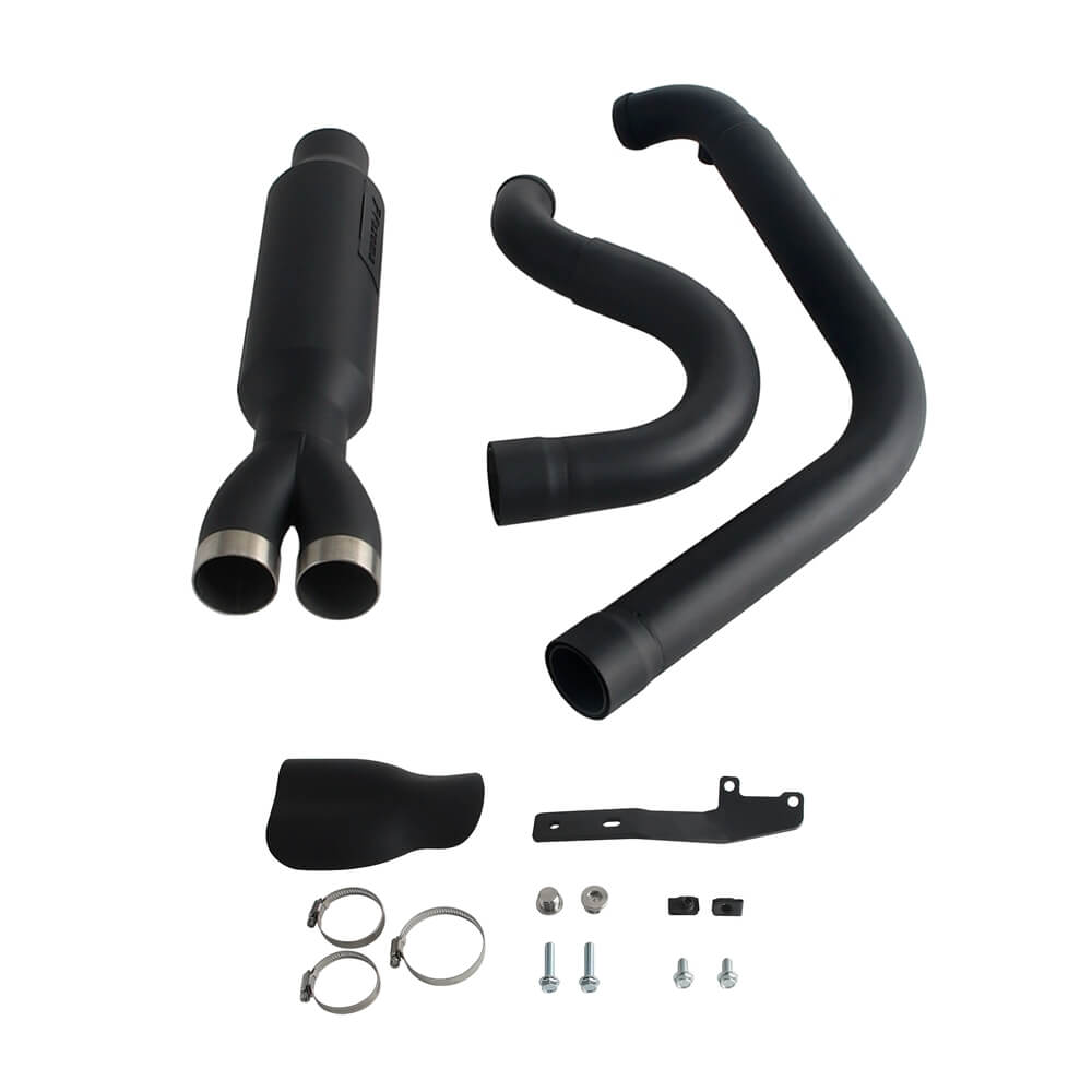 2006-2017 Harley Dyna 2-into-1 Full Complete Exhaust System Stainless Steel Muffler Fat Bob FXDF Low Rider FXDL S Street Bob FXDB FXD - pazoma