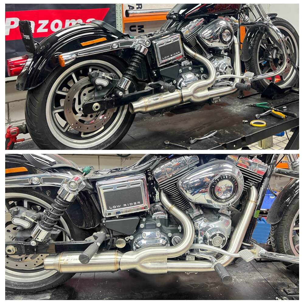 2006-2017 Harley Dyna 2-into-1 Full Complete Exhaust System Stainless Steel Muffler Fat Bob FXDF Low Rider FXDL S Street Bob FXDB FXD - pazoma