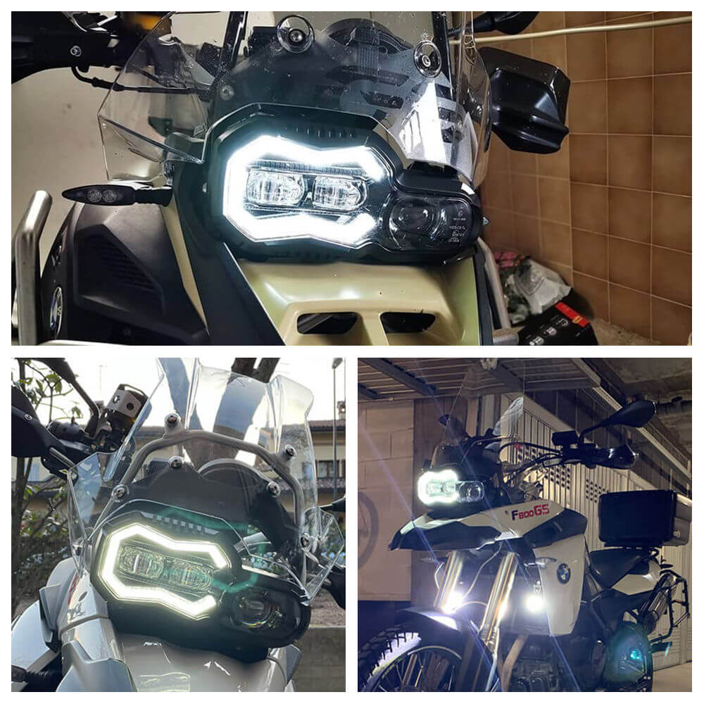 2006-2018 BMW F650GS F700GS F800GS LED Headlight Kit with Halo Ring High/Low Lighting Headlamp Daylight Running Light DRL - pazoma