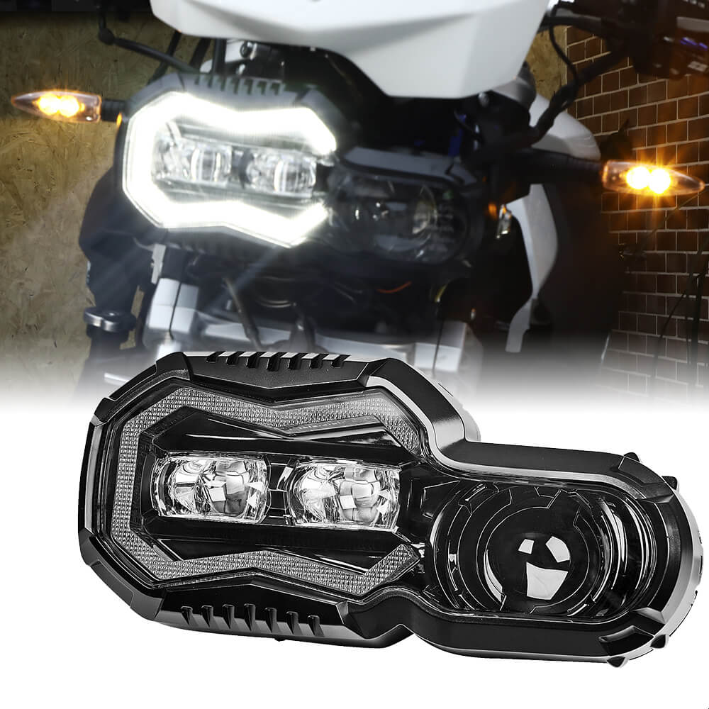 2006-2018 BMW F650GS F700GS F800GS LED Headlight Kit with Halo Ring High/Low Lighting Headlamp Daylight Running Light DRL - pazoma
