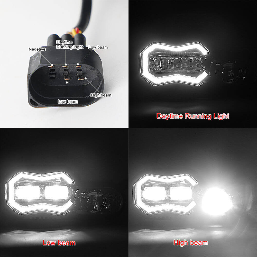 2006-2018 BMW F650GS F700GS F800GS LED Headlight Kit with Halo Ring High/Low Lighting Headlamp Daylight Running Light DRL - pazoma
