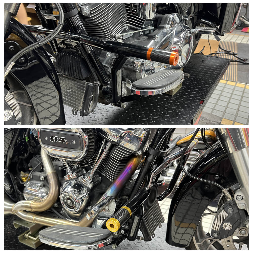 14-25 Harley Street Glide Road Glide Road King FLHX FLHR FLTRXST Performance Bagger Highway Engine Guard Crash Bar Saddlebag Tip-Over Bar Set - pazoma