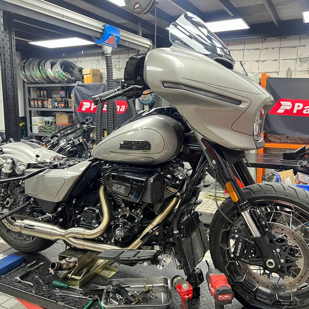 2017-2025 Harley Touring FLH M8 Bagger Shorty 2-into-1 Full Complete Exhaust System Stainless Steel Muffler - pazoma