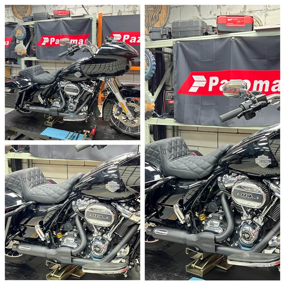 2017-2025 Harley Touring FLH M8 Bagger Shorty 2-into-1 Full Complete Exhaust System Stainless Steel Muffler - pazoma