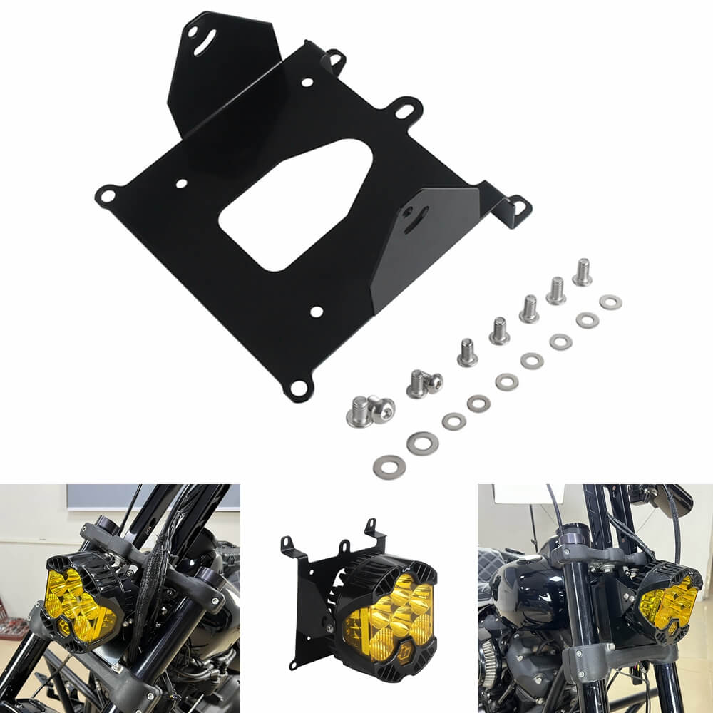 2018-2025 Harley Softail M8 Fat Bob 114 FXFB FXFBS Baja Designs LP6 Pro LED Auxiliary Light Lighting Bracket System Mounting Combo Kit - pazoma
