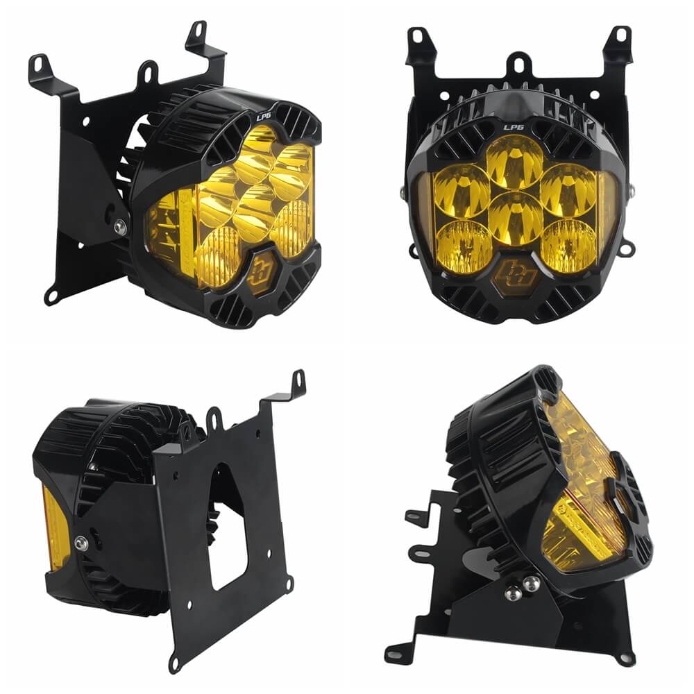 2018-2025 Harley Softail M8 Fat Bob 114 FXFB FXFBS Baja Designs LP6 Pro LED Auxiliary Light Lighting Bracket System Mounting Combo Kit - pazoma