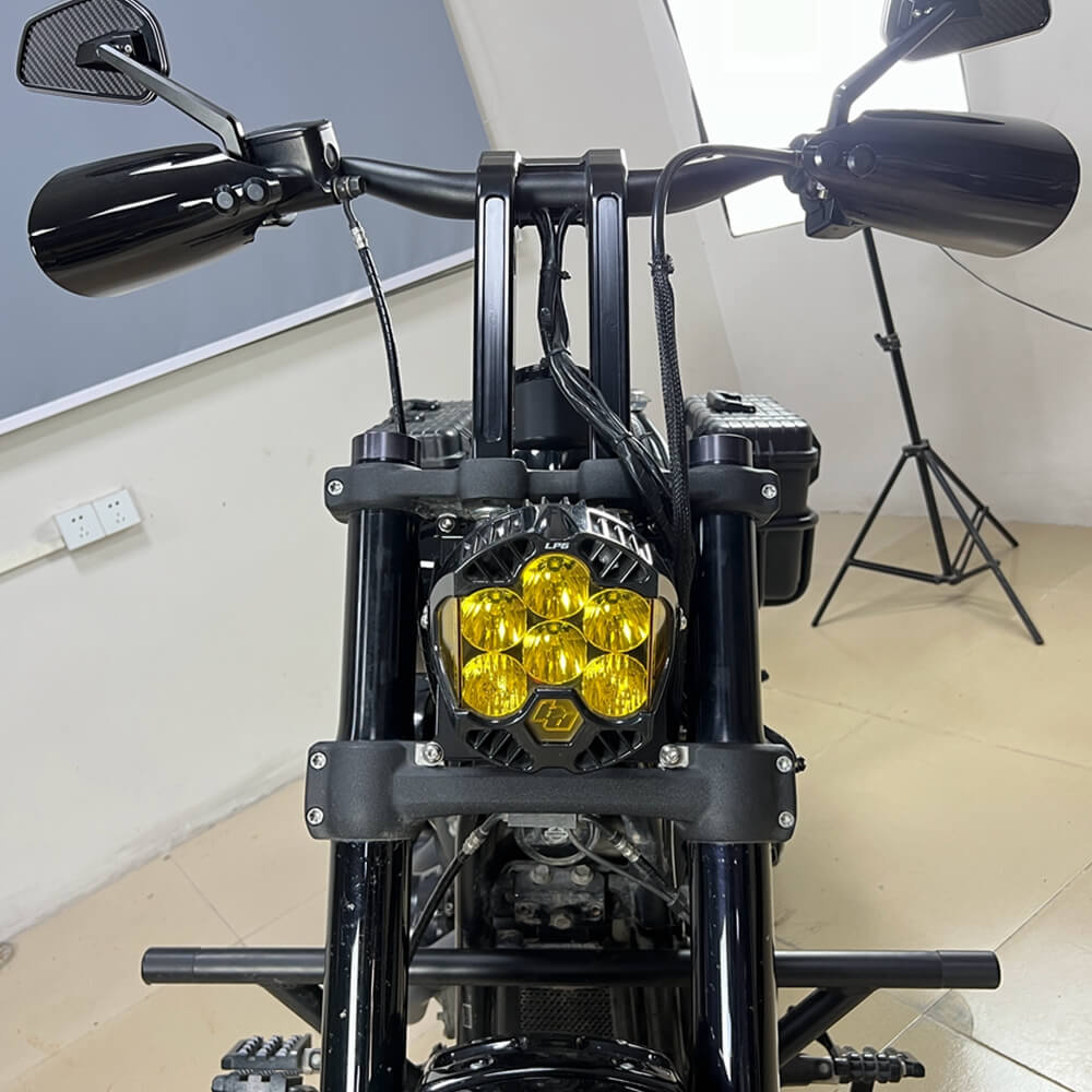 2018-2025 Harley Softail M8 Fat Bob 114 FXFB FXFBS Baja Designs LP6 Pro LED Auxiliary Light Lighting Bracket System Mounting Combo Kit - pazoma