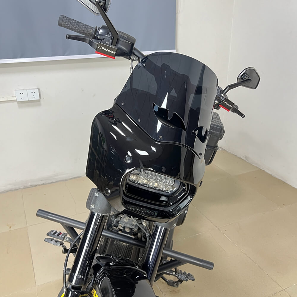 Club Style Headlight Fairing Front Mask w/11" Smoke Eye Shape Vented Windshield For Harley Softail M8 Fat Bob 114 FXFB FXFBS 2018-2025 - pazoma