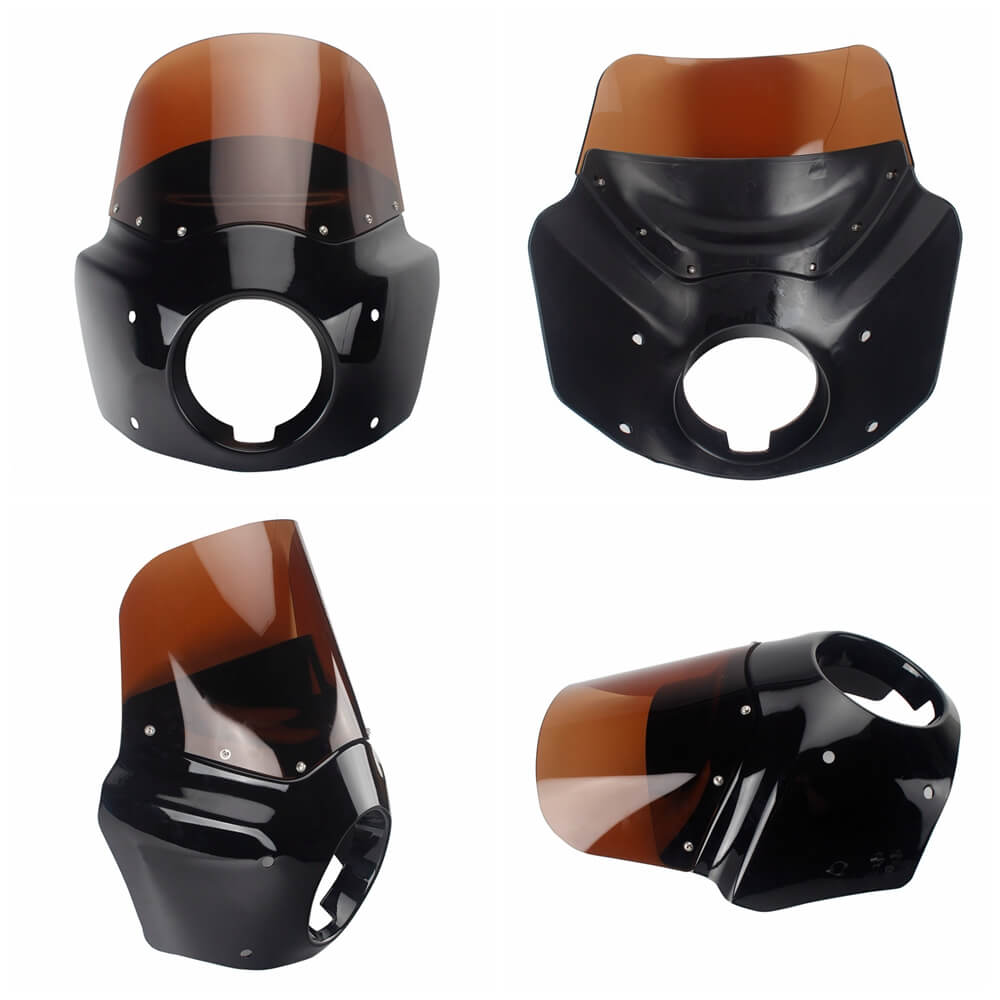 Harley Softail Street Bob FXBB Standard FXST Low Rider FXLR Headlight Fairing Windshield w/Headlight Relocation Block - pazoma