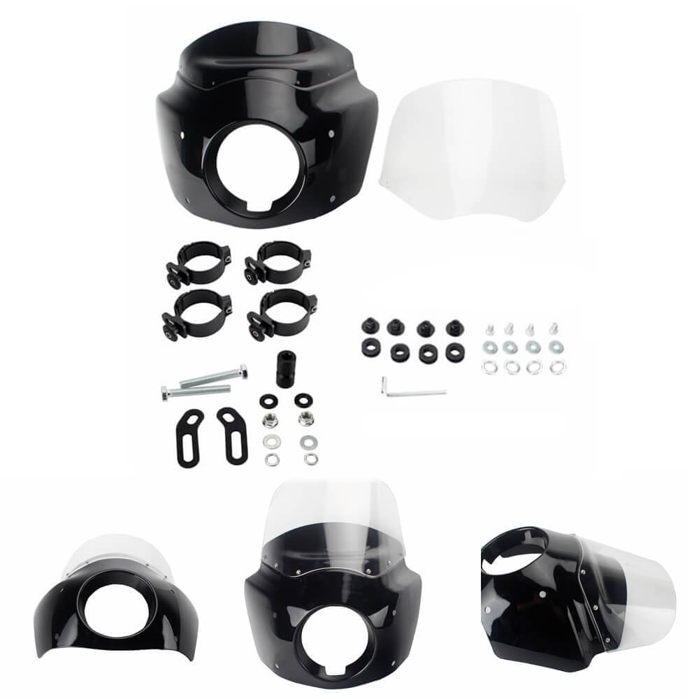 Club Style Front Headlamp Fairing Windshield w/Headlight Relocation Block for Harley Softail M8 Low Rider S 114 117 FXLRS 2020up - pazoma