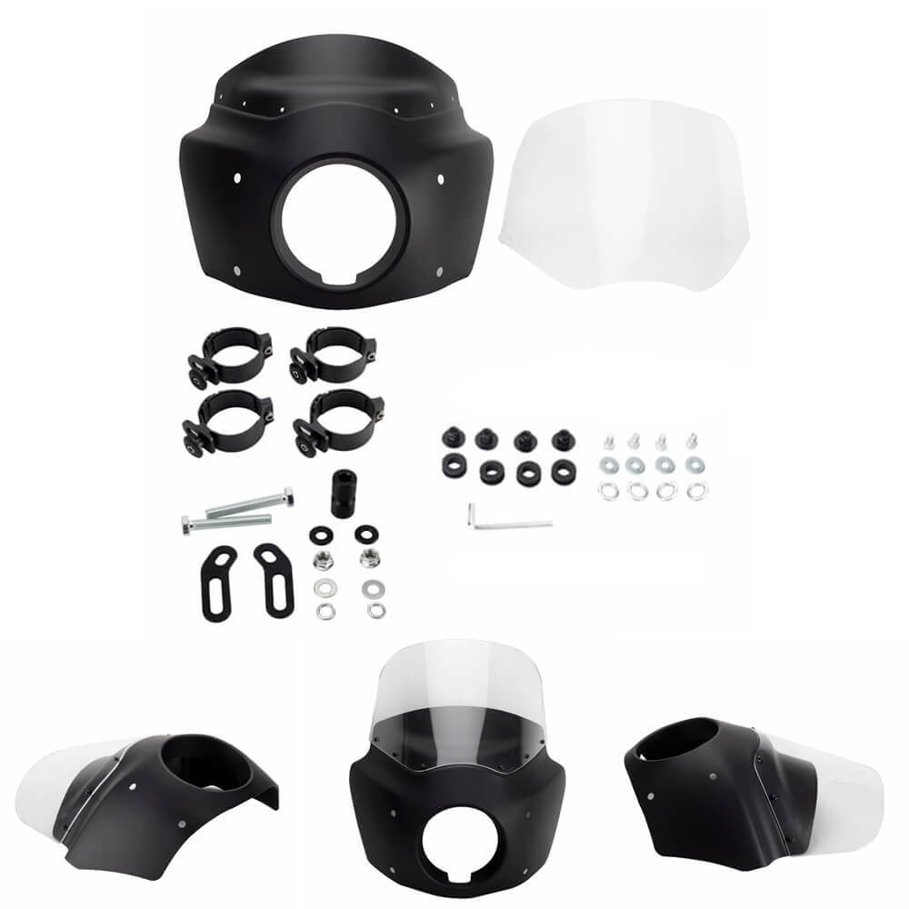 2020-2024 Harley M8 Softail Low Rider S 114 117 FXLRS Front Headlight Fairing w/15" 11" Windshield Headlight Relocation Block - pazoma