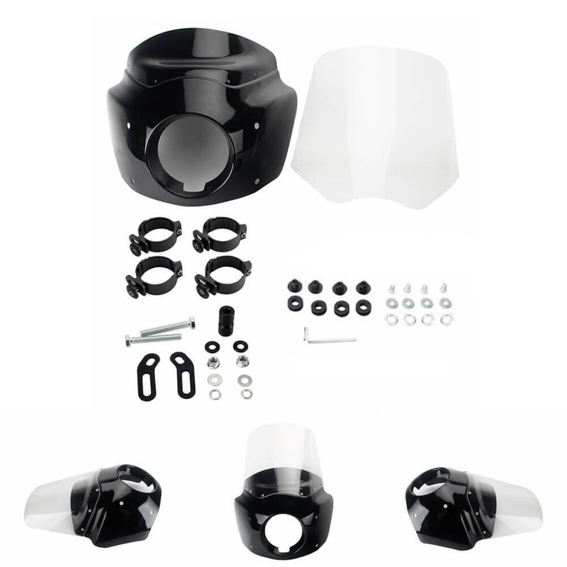2020-2024 Harley M8 Softail Low Rider S 114 117 FXLRS Front Headlight Fairing w/15" 11" Windshield Headlight Relocation Block - pazoma