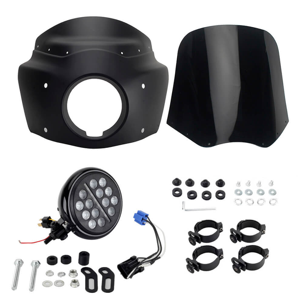 2020-2023 Harley Softail Low Rider S 114 117 FXLRS Headlight Fairing Windshield w/ 5.75'' LED Headlight Projection Headlamp - pazoma