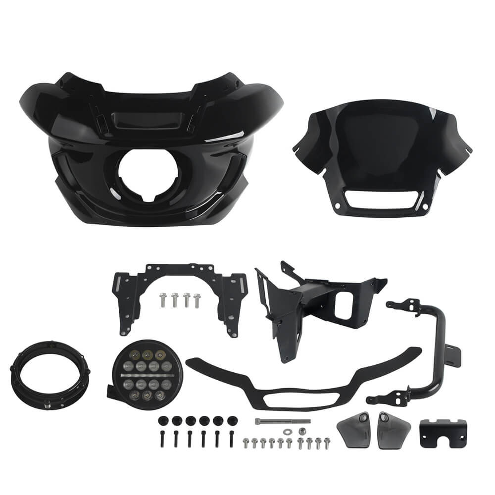 2022-2025 Harley M8 Softail Low Rider S 117 FXLRS ST Style Front Fairing W/Slim Line 5 3/4" LED Headlight Headlamp - pazoma